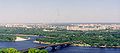 View east across Dnipro river, to Hidropark and Livoberezhna district.